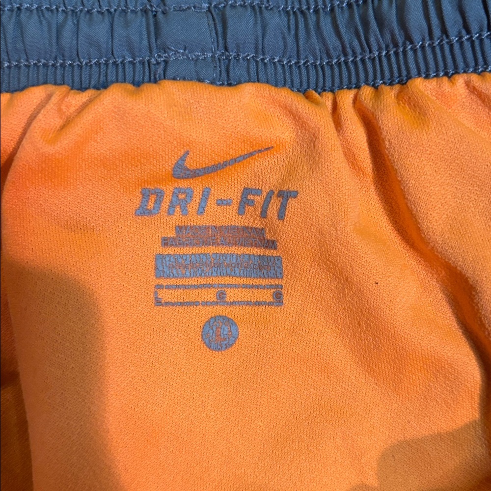 Nike Women's Athletic Shorts in Gray with Orange Trim - Picture 2 of 3